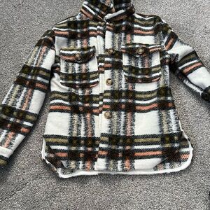 BKE Kids Plaid Jacket - Black, White, Orange